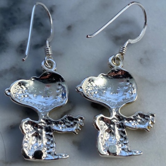 Sterling Silver Snoopy Peanuts Flying Ace Earrings Collectors Item - Picture 3 of 5